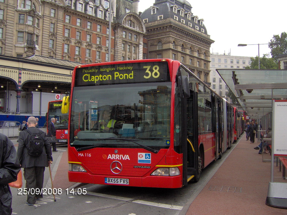 38 To Charing Cross Road. Arriva MA116 BX55FVS.